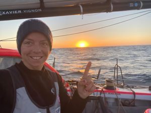 Alexia Barrier en mer pendant le Vendee Globe